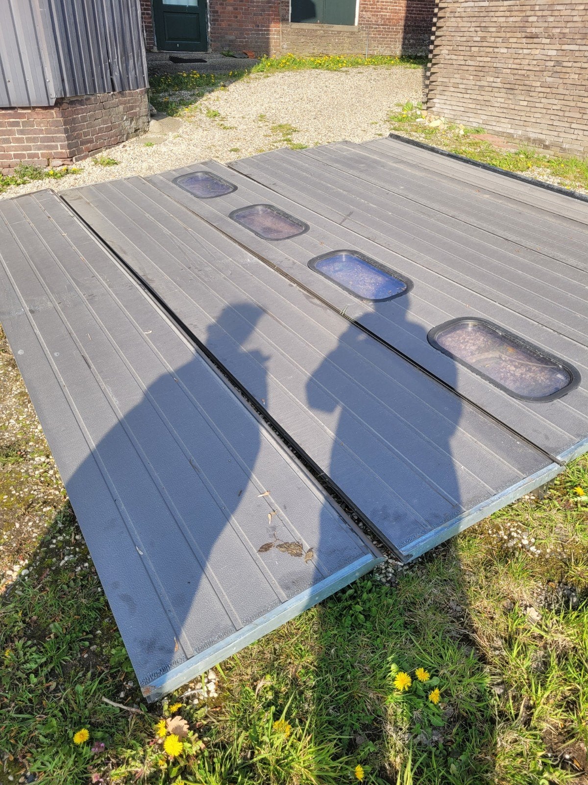 Novoferm overheaddeur 4mx4m met elektrische besturing kone, Ophalen, Gebruikt, Garagedeur, 120 cm of meer