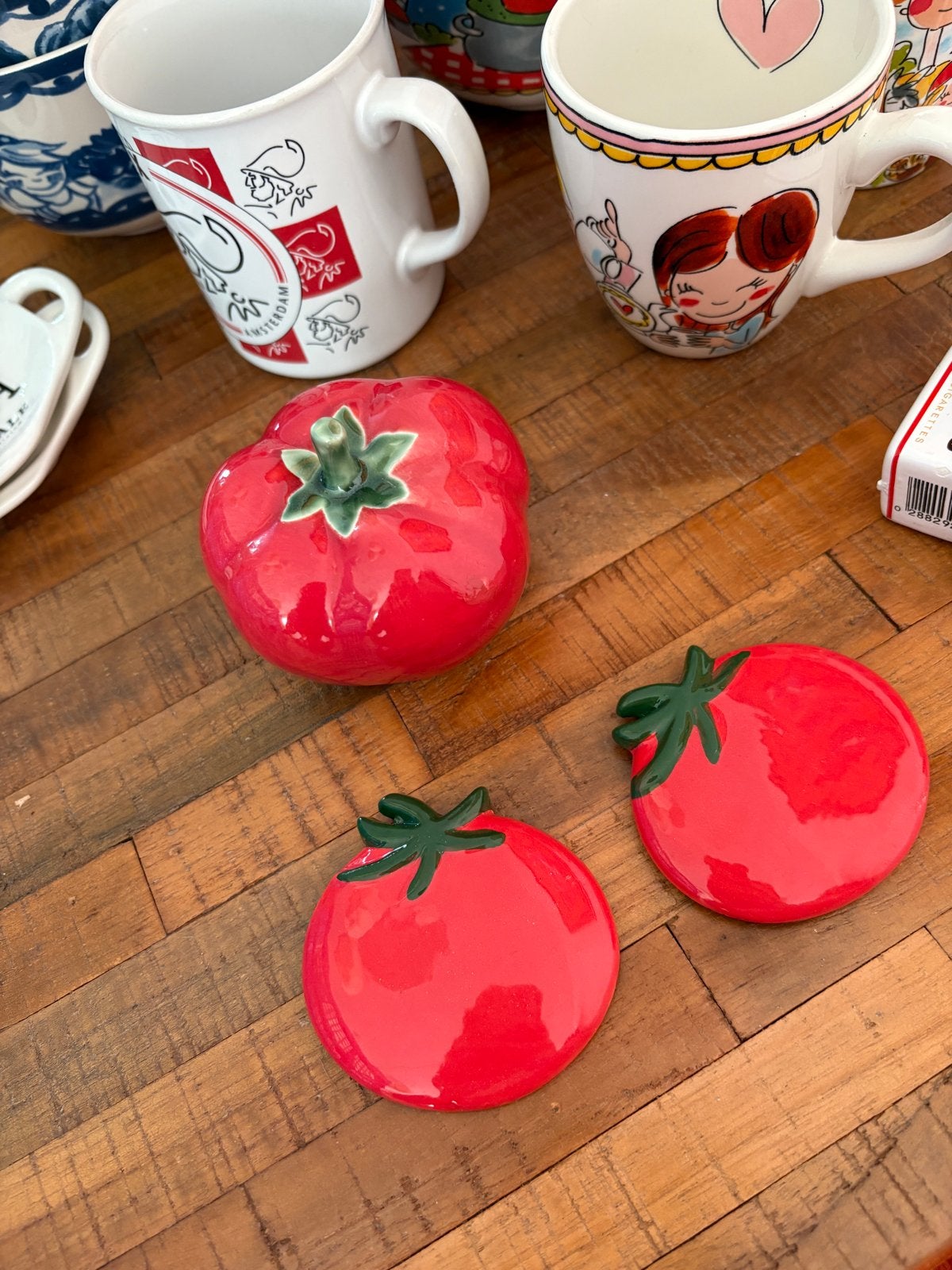 Leuke tomaten decoratie met hangertje, Ophalen, Gebruikt, Rood, Steen/keramiek
