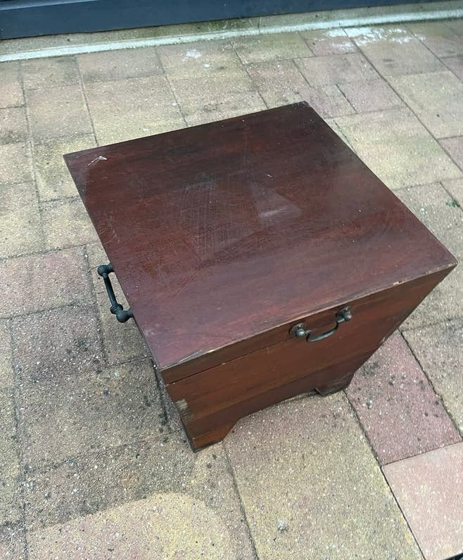 Vintage houten kist met handvatten, Ophalen