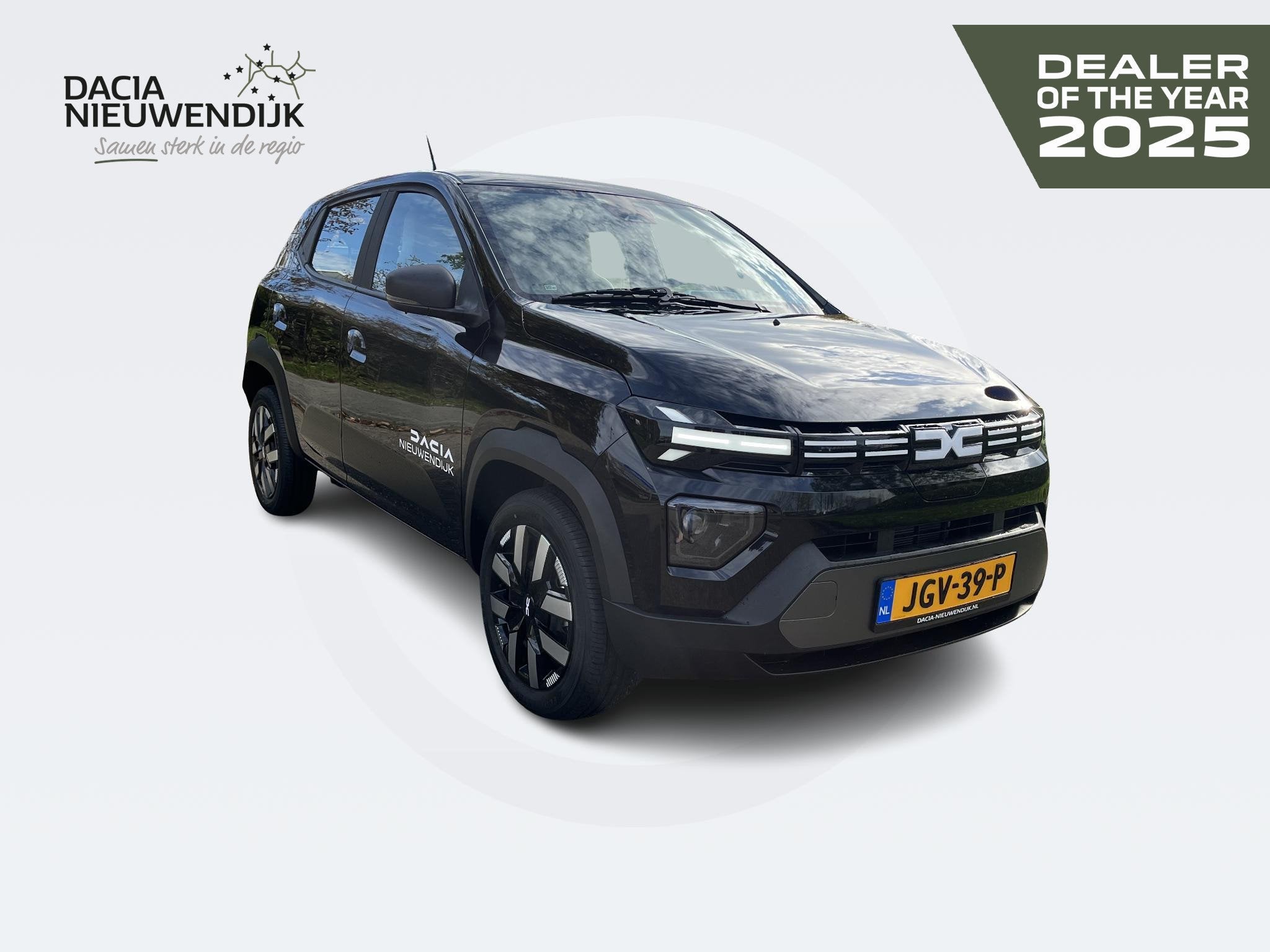 Dacia Spring Extreme 65 26.8 kWh APPLE CARPLAY ANDROID AUTO, Auto's, Gebruikt, Zwart, 4 stoelen, Leder en Stof