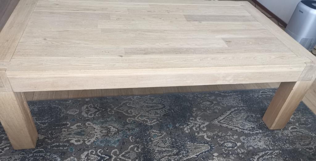 Blank eiken/white wash  salontafel 140x80x42, Huis en Inrichting, Tafels | Salontafels, Ophalen, Gebruikt, 100 tot 150 cm, Eikenhout