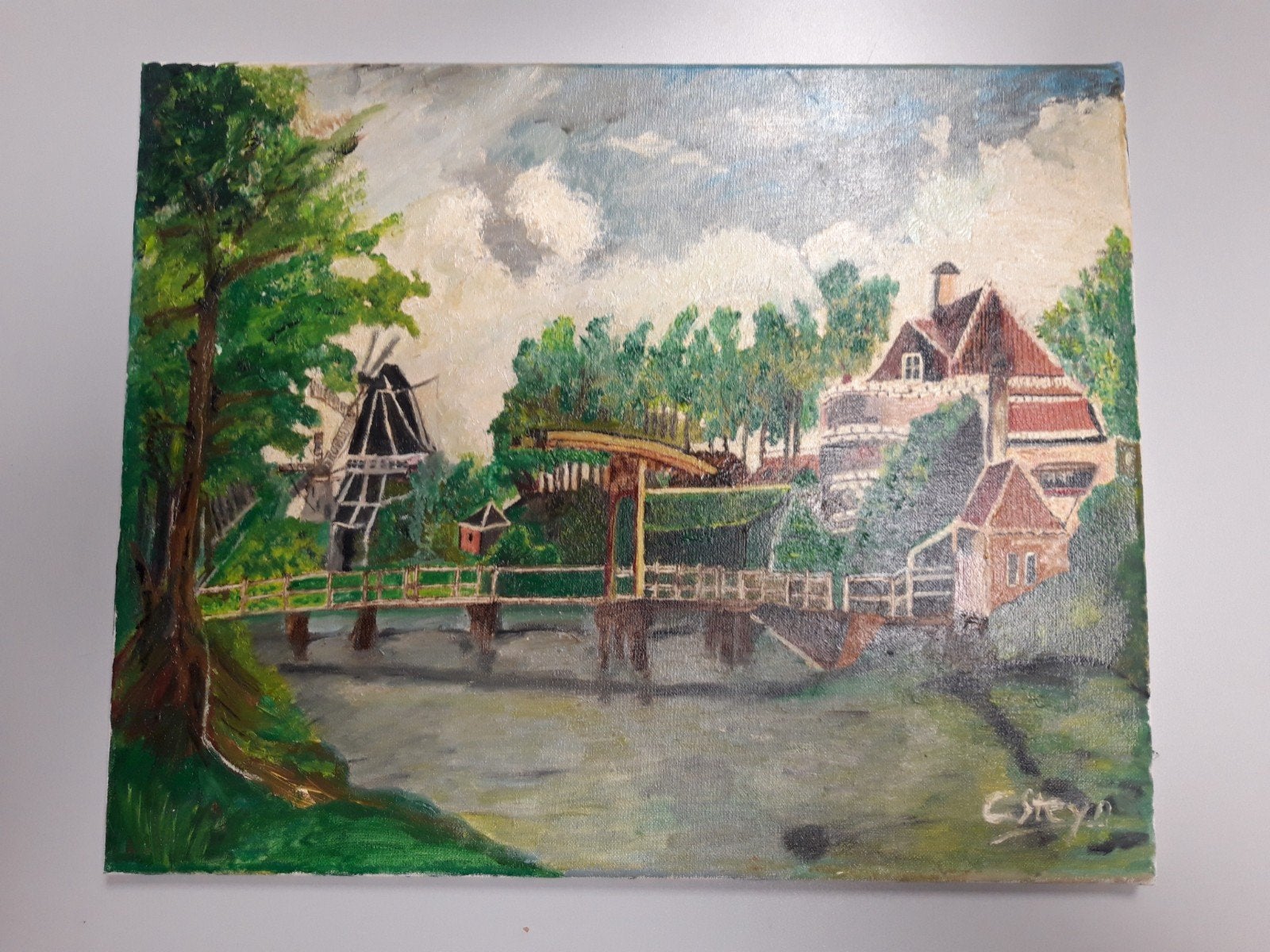Schilderij C. Steyn - Oud Delft ca. 1700, Doek, Ophalen of Verzenden, Klassiek, Stads- / dorpsgezicht