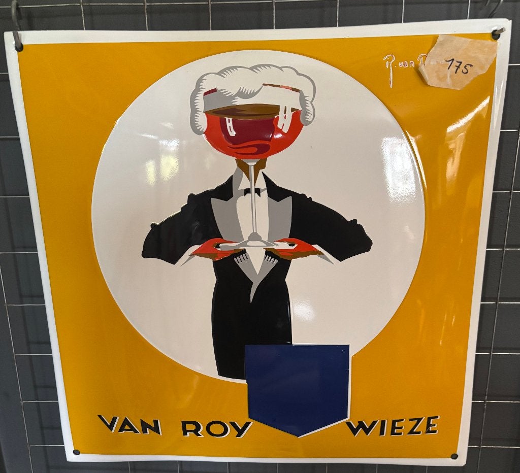 emaille reclamebord van roy wieze, Ophalen of Verzenden, Nieuw, Reclamebord