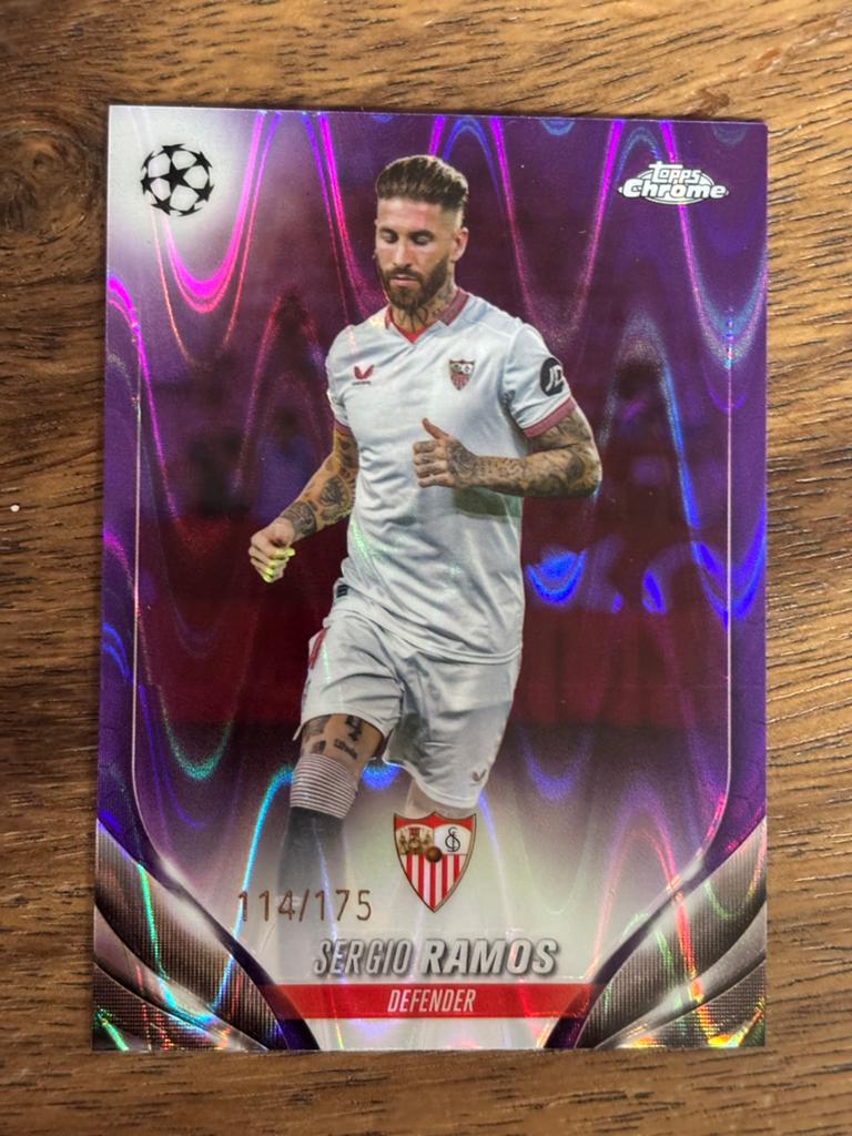 Sergio Ramos Topps Chrome UEFA Champions League Kaart, Ophalen of Verzenden, Zo goed als nieuw, Buitenlandse clubs, Spelerskaart