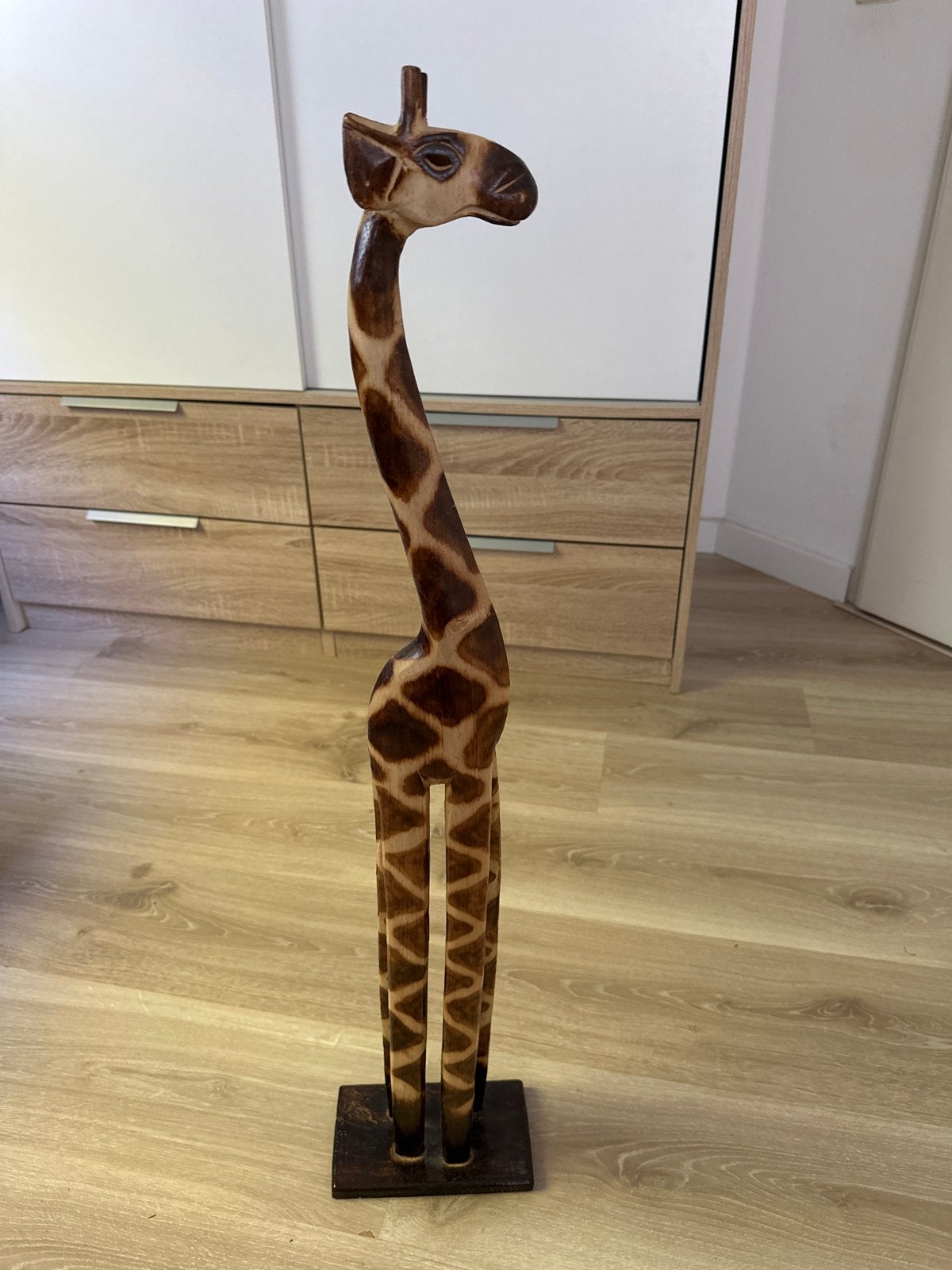 Fair Trade Houten Giraffe - 80 cm - Albesia hout, Huis en Inrichting, Ophalen, Hout, Gebruikt, Oosters