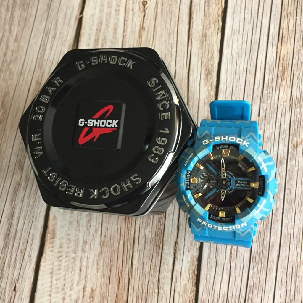 Blauwe g-shock serie GA-110TP g shock gshock aztec zig zag, Ophalen of Verzenden, Zo goed als nieuw, Kunststof
