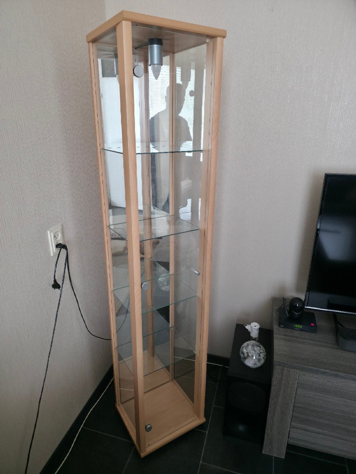 mooie vitrinekast met verlichting!, Ophalen, 50 tot 100 cm, Zo goed als nieuw, 150 tot 200 cm