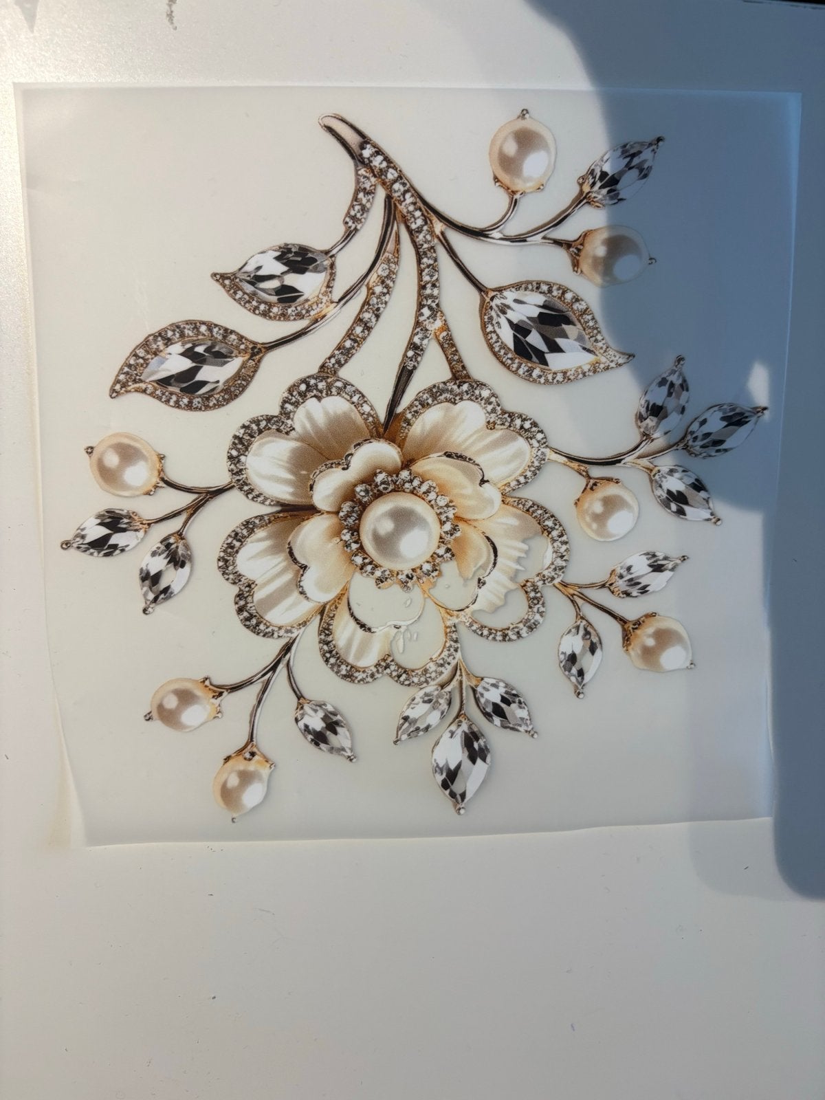 Luxe Opstrijk Embleem Bloem met Strass en Parels, Ophalen of Verzenden, Nieuw, Overige applicaties