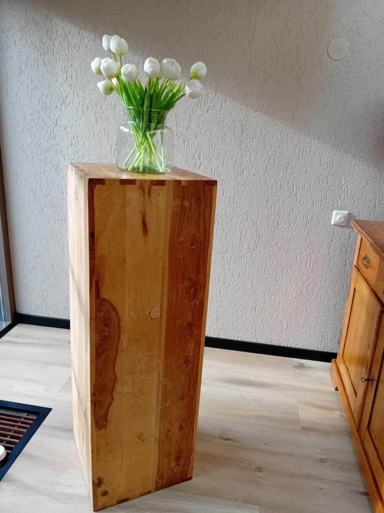 Teak houten sokkel/plantenzuil, Ophalen, Gebruikt