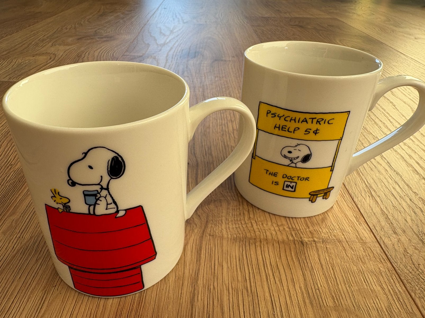 Twee mokkken met snoopy, Ophalen of Verzenden, Zo goed als nieuw