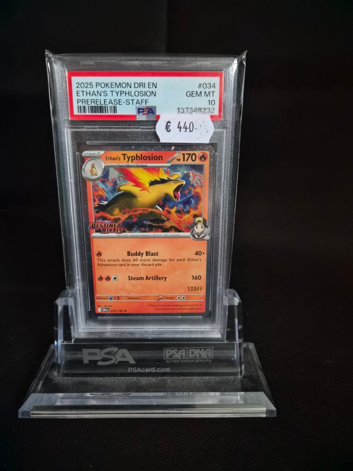 Ethan's Typhlosion Prerelease-Staff PSA 10 Pokémon Kaart