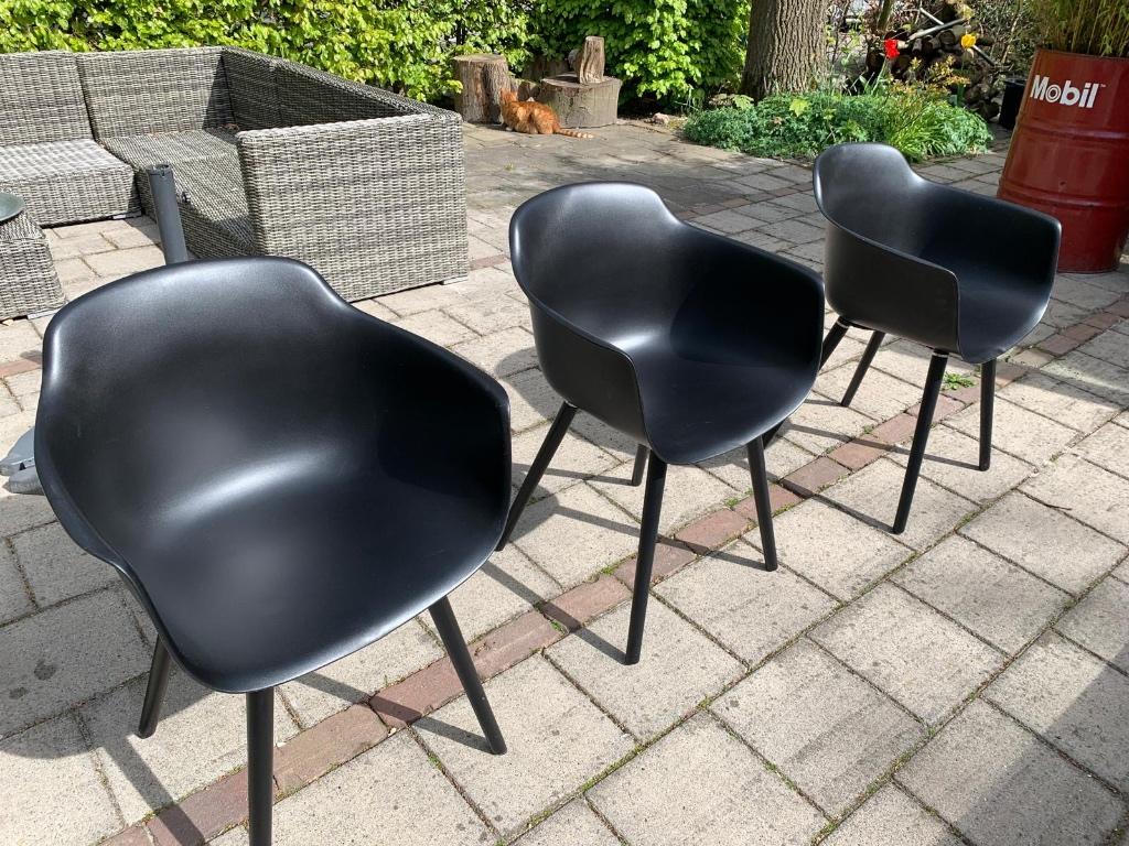 Kuipstoeltjes, Huis en Inrichting, Stoelen, Gebruikt, Drie, Zwart, Ophalen
