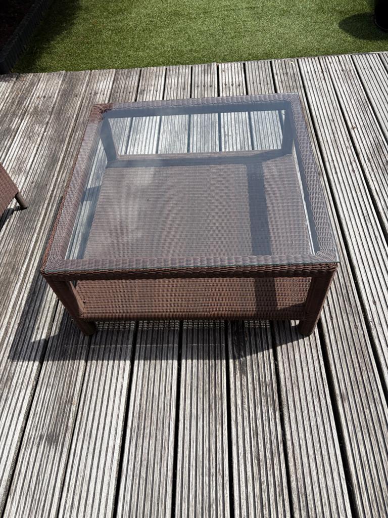 Borek Loungeset met Glazen Salontafel en Kussen, Tuin en Terras, 2 zitplaatsen, Gebruikt, Ophalen of Verzenden, Loungeset