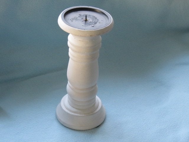 Witte houten kandelaar 23 cm hoog, Wit, Ophalen of Verzenden, Zo goed als nieuw, Hout