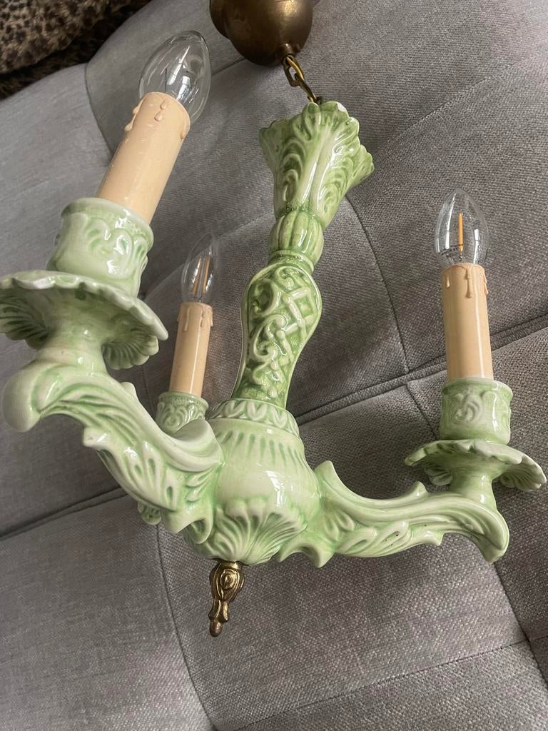 Vintage Charmante Keramieken Kroonluchter 35 cm hoog, Ophalen of Verzenden, Zo goed als nieuw, Overige materialen