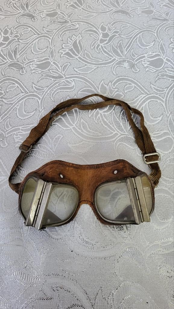 Vintage Leren Vliegerbril / Motorbril - Authentiek, Verzenden