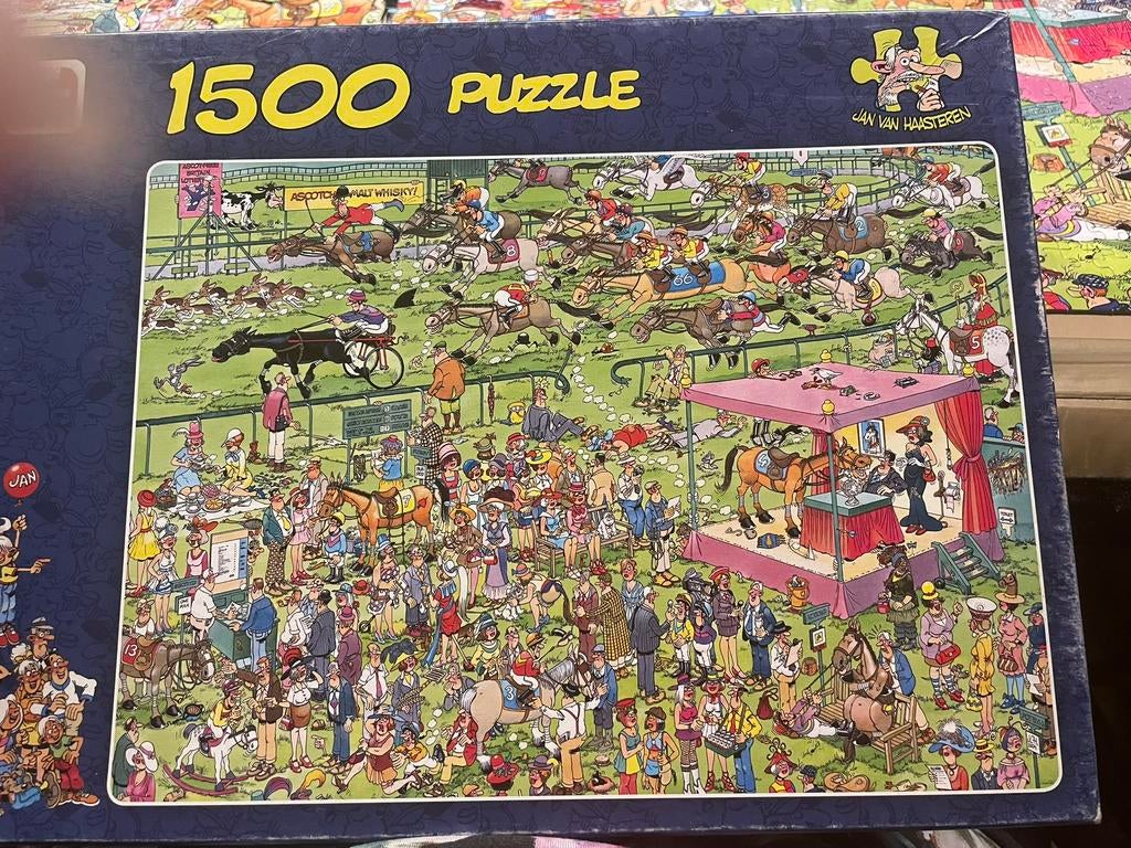 jan van haasteren puzzel 1500 ascot paardenrace, Ophalen, 500 t/m 1500 stukjes, Zo goed als nieuw