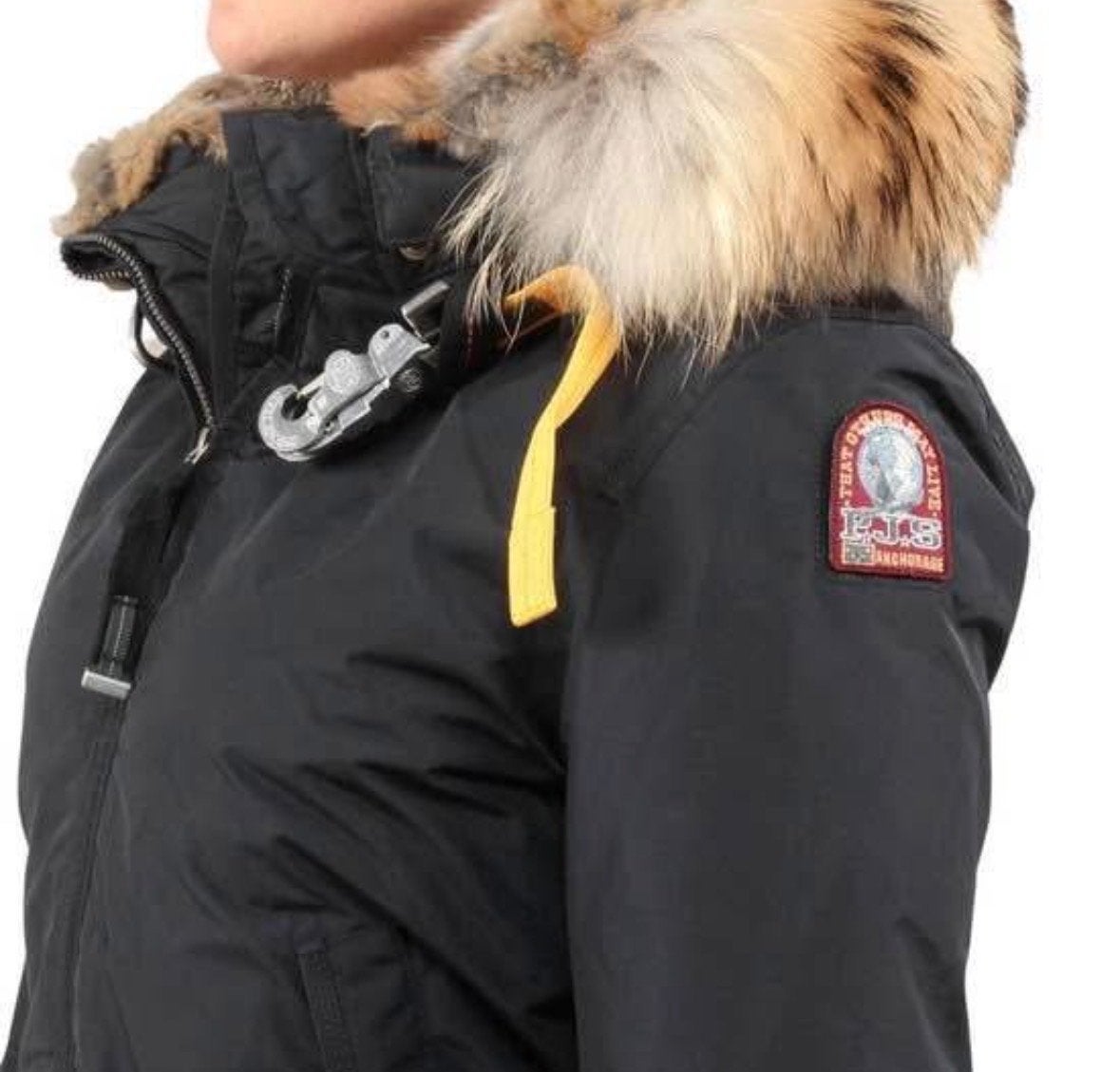 Parajumpers Gobi donsjack met bontkraag - Zwart, Ophalen of Verzenden, Zo goed als nieuw, Maat 38/40 (M), Zwart