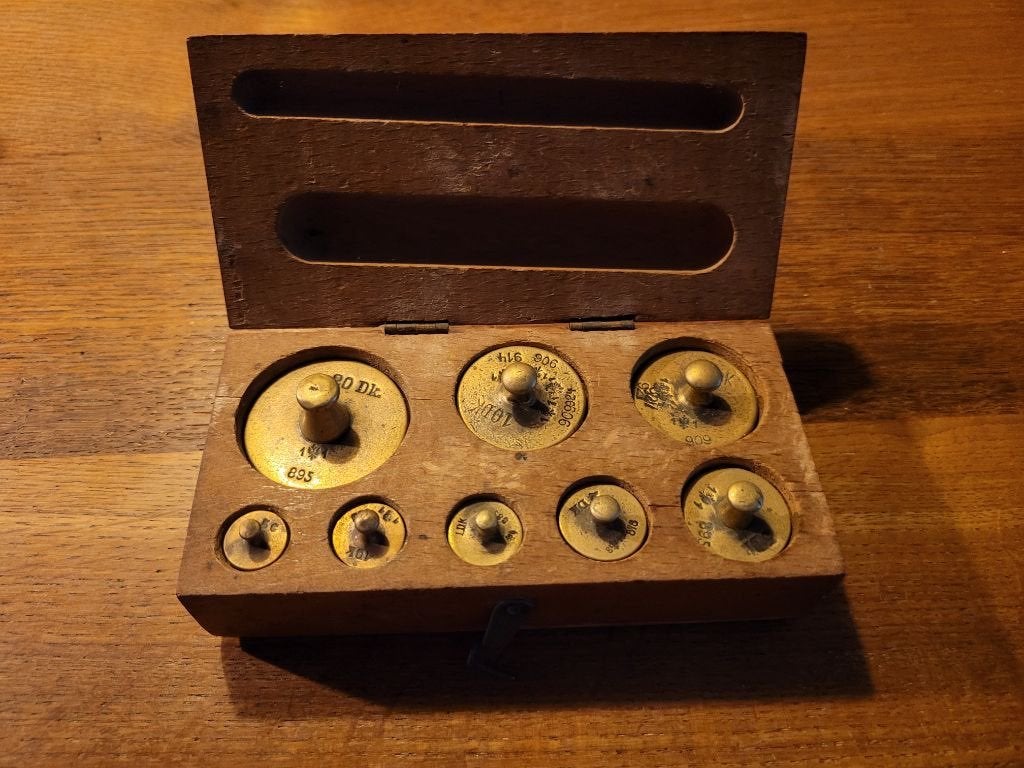 Antieke messing gewichtenset, Antiek en Kunst, Ophalen of Verzenden