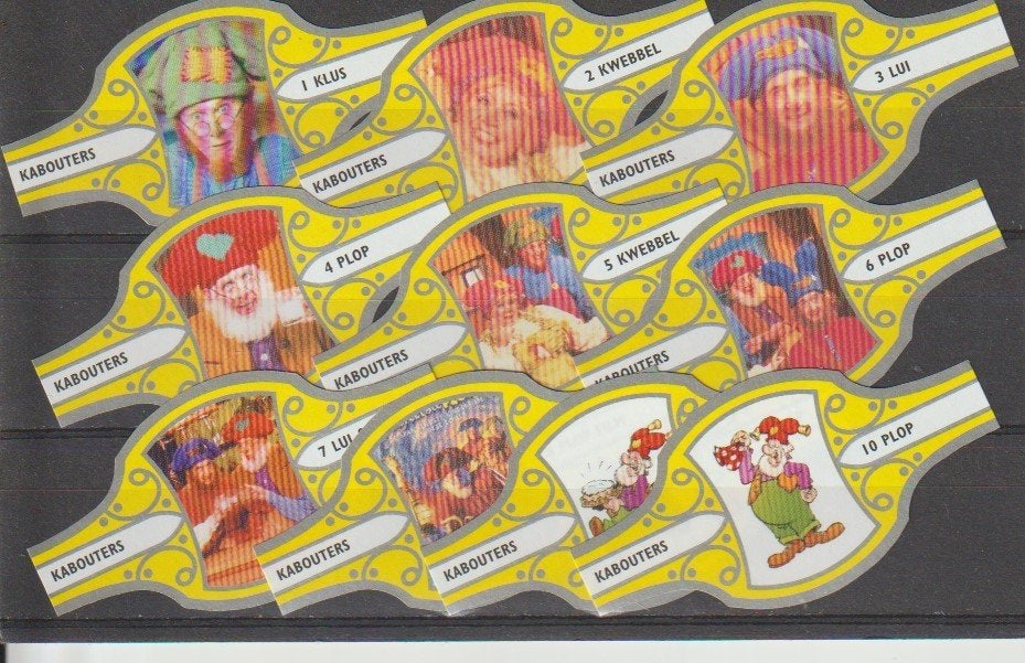 reeks 859    kabouter plop    1-10  sigarenbanden, Verzamelen, Ophalen of Verzenden, Zo goed als nieuw, Sigarenbandjes