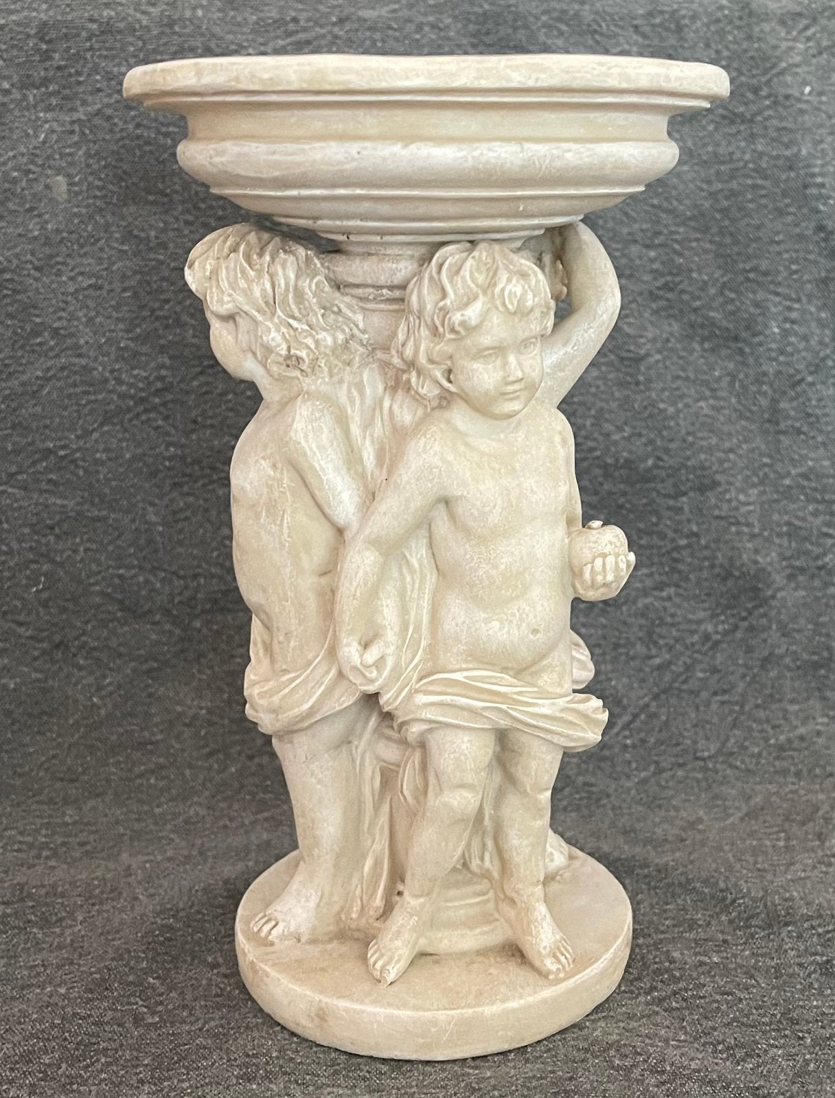 Vintage Cherubijn Kandelaar Brocante Engelen Beeldje Hars, Ophalen of Verzenden, Gebruikt