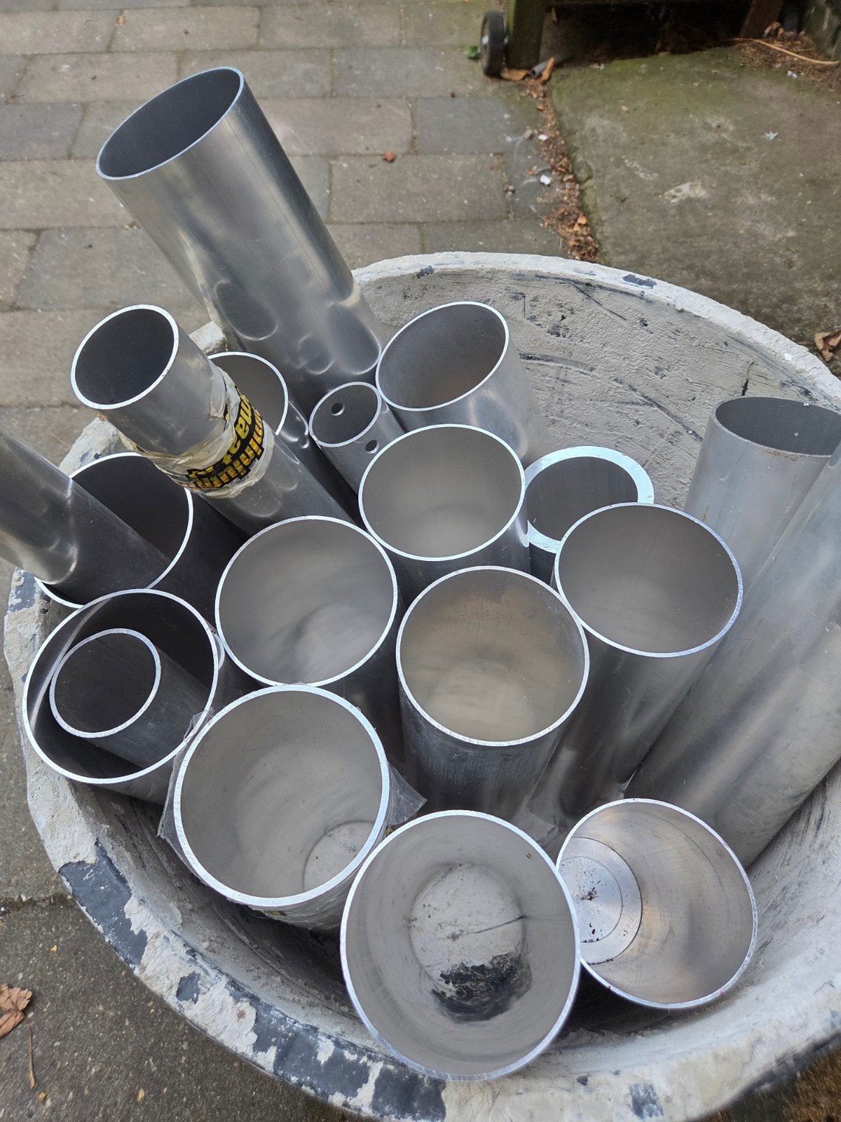 Diverse aluminium buizen Ø100mm, 350/500mm, Ophalen
