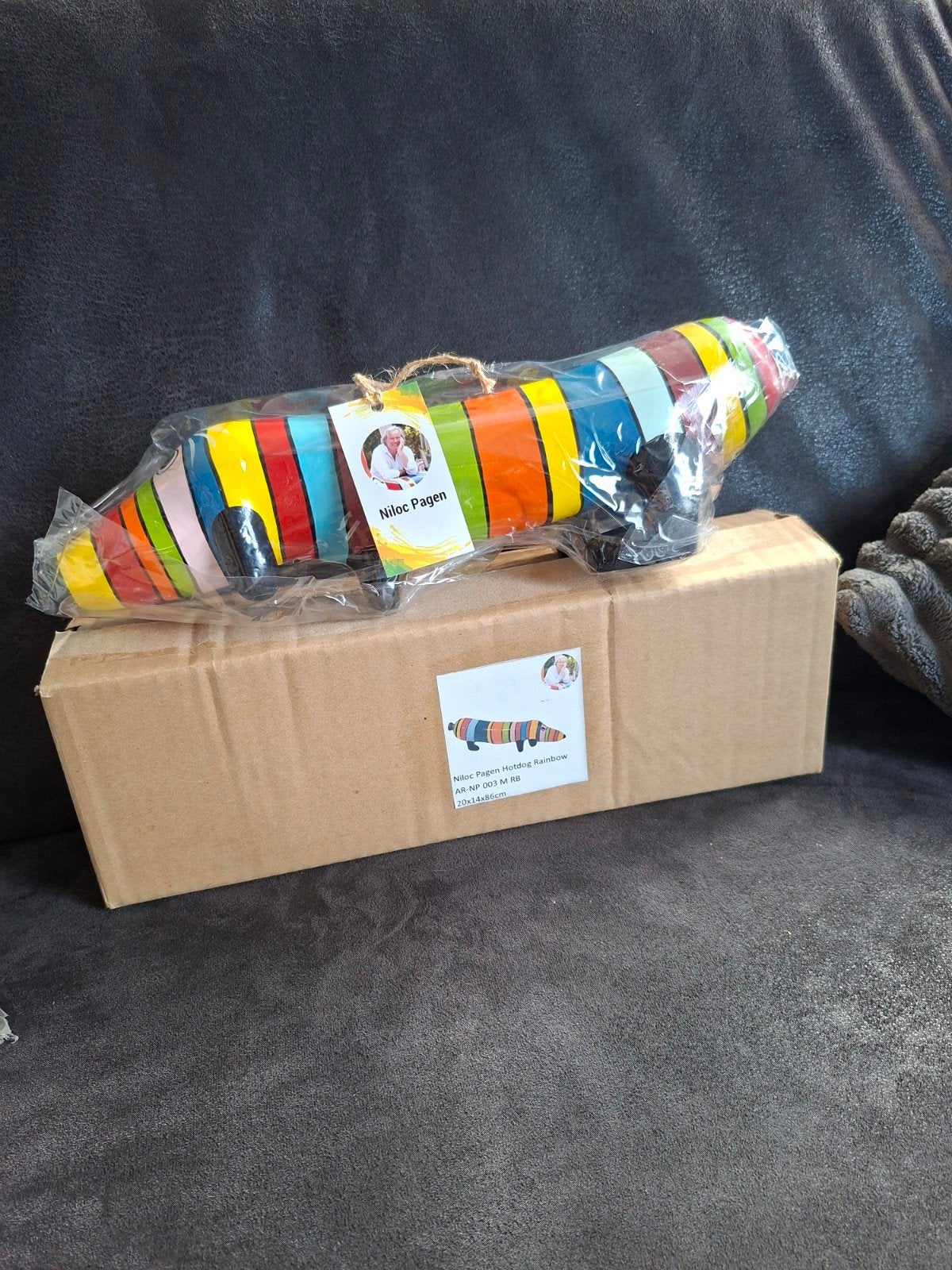 Niloc Pagen Hotdog Rainbow Kunstobject, Antiek en Kunst, Meerkleurig, Gemerkt, Object, Ophalen of Verzenden