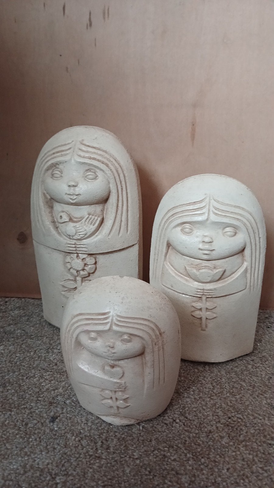 Vintage MarBell Stone Art België – Complete Set van 3 Meisje, Ophalen of Verzenden