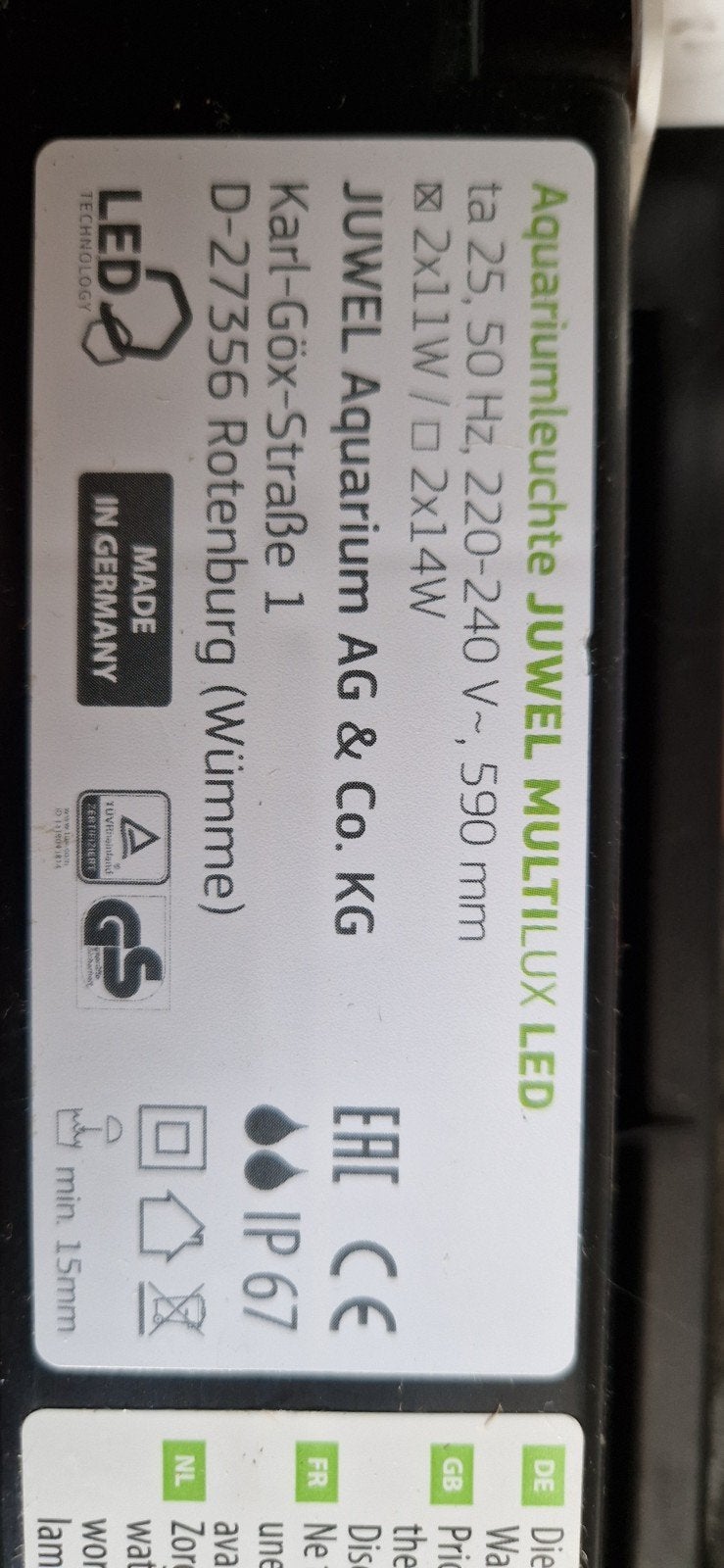 Juwel multilux LED verlichting aquarium, Dieren en Toebehoren, Vissen | Aquaria en Toebehoren, Ophalen, Leeg aquarium