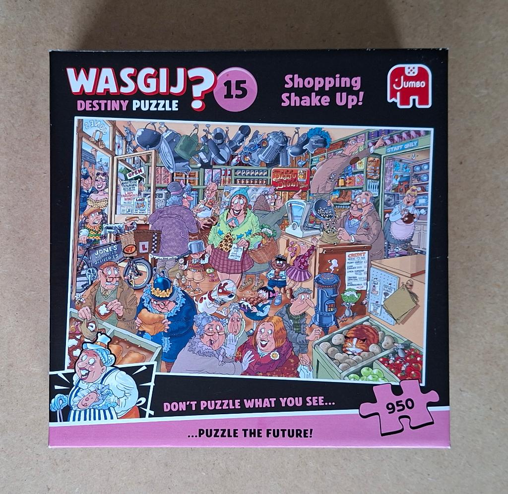Puzzel Jumbo Wasgij Destiny 15 Shopping Shake Up 950 Stukjes, Ophalen of Verzenden, 500 t/m 1500 stukjes, Zo goed als nieuw, Legpuzzel