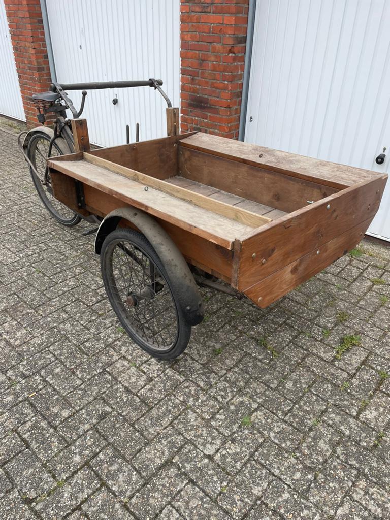 Antieke bakfiets met huif, Ophalen, Zo goed als nieuw, Goederen, Huif