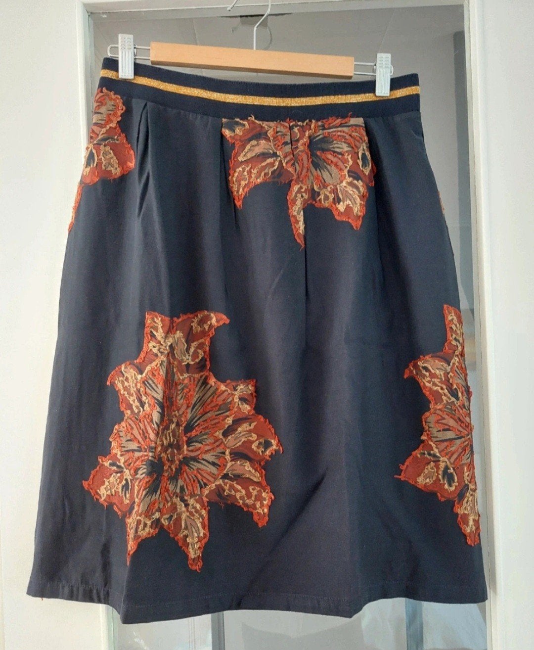 Summum Donkerblauwe Rok met Terra Borduursels - Maat 38/40, Maat 38/40 (M), Summum, Blauw, Ophalen of Verzenden