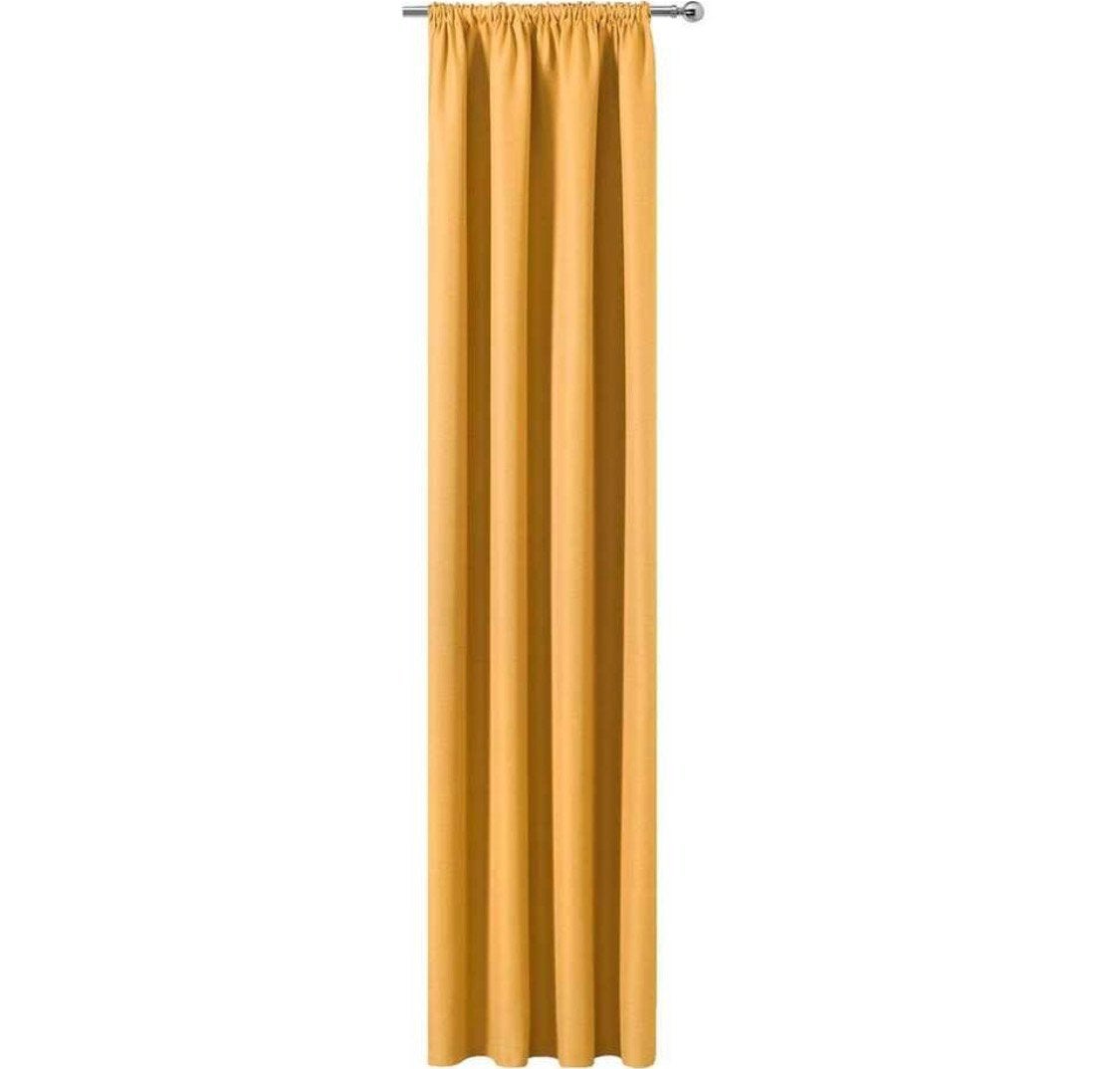 2 stuks Leen Bakker gordijnen Sam – okergeel – 250 x 140 cm, Ophalen, Gebruikt, Overige merken, Geel