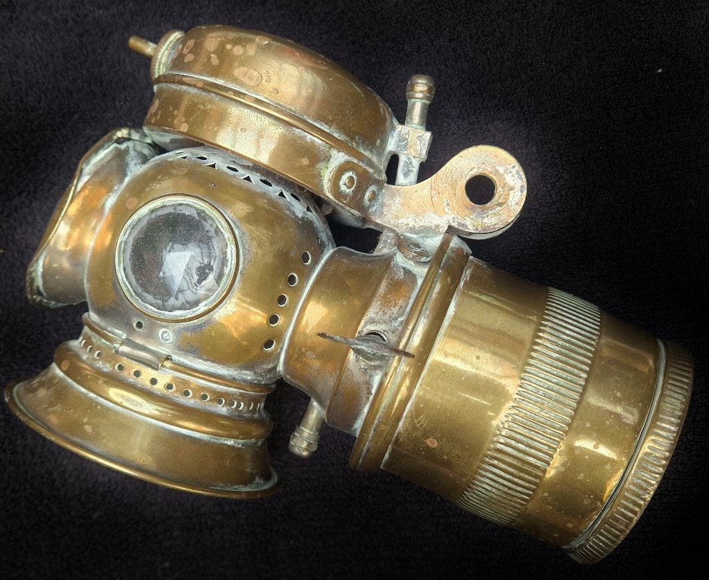 Antieke Fietslantaarn Carbidlamp Fietslamp messing, Fietsen en Brommers, Ophalen of Verzenden, Jaren '30