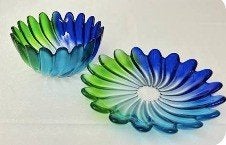 Vintage Walther Glas Studio Nova Solaris in Blauw Teal Groen, Ophalen of Verzenden