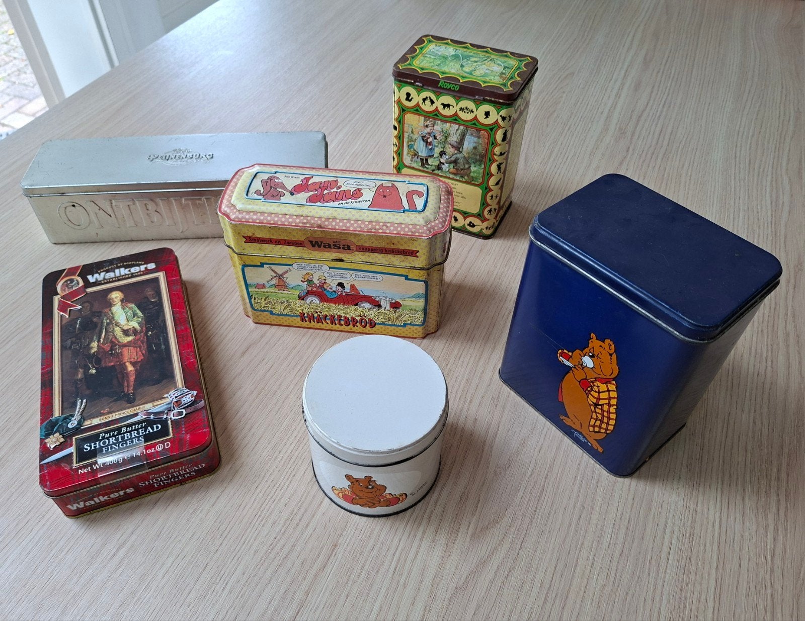 Oude vintage blikken Royco, Wasa, Peijnenburg, Walkers ea, Ophalen of Verzenden, Gebruikt, Overige
