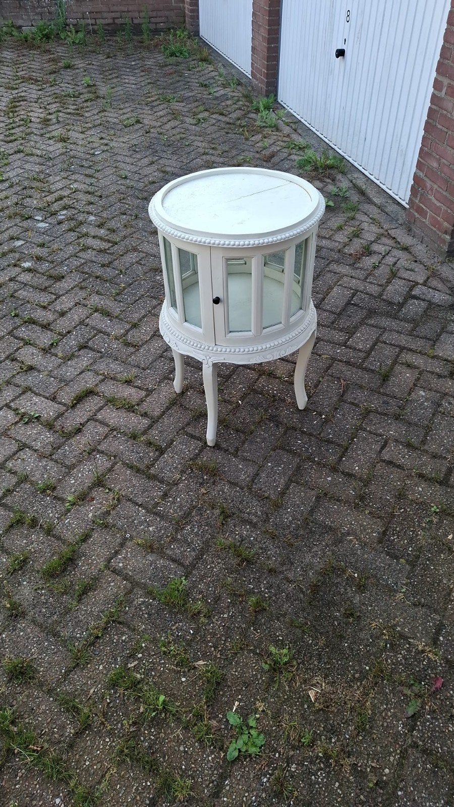 Rond glazen tafelkastje - Wit, Ophalen