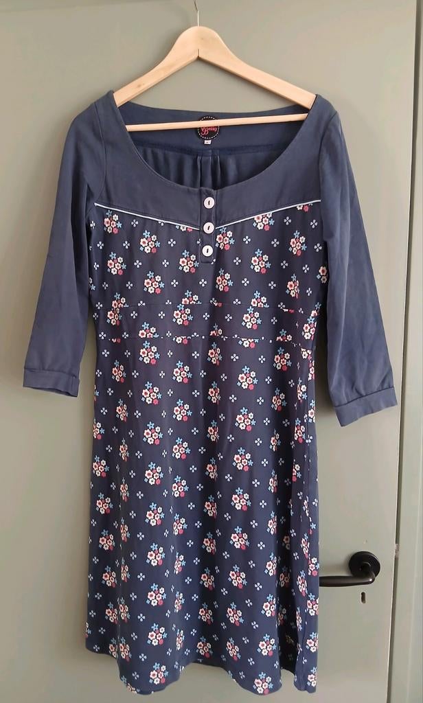 Tante Betsy jurk met bloemenprint - Maat L, Tante Betsy, Blauw, Maat 42/44 (L), Ophalen of Verzenden