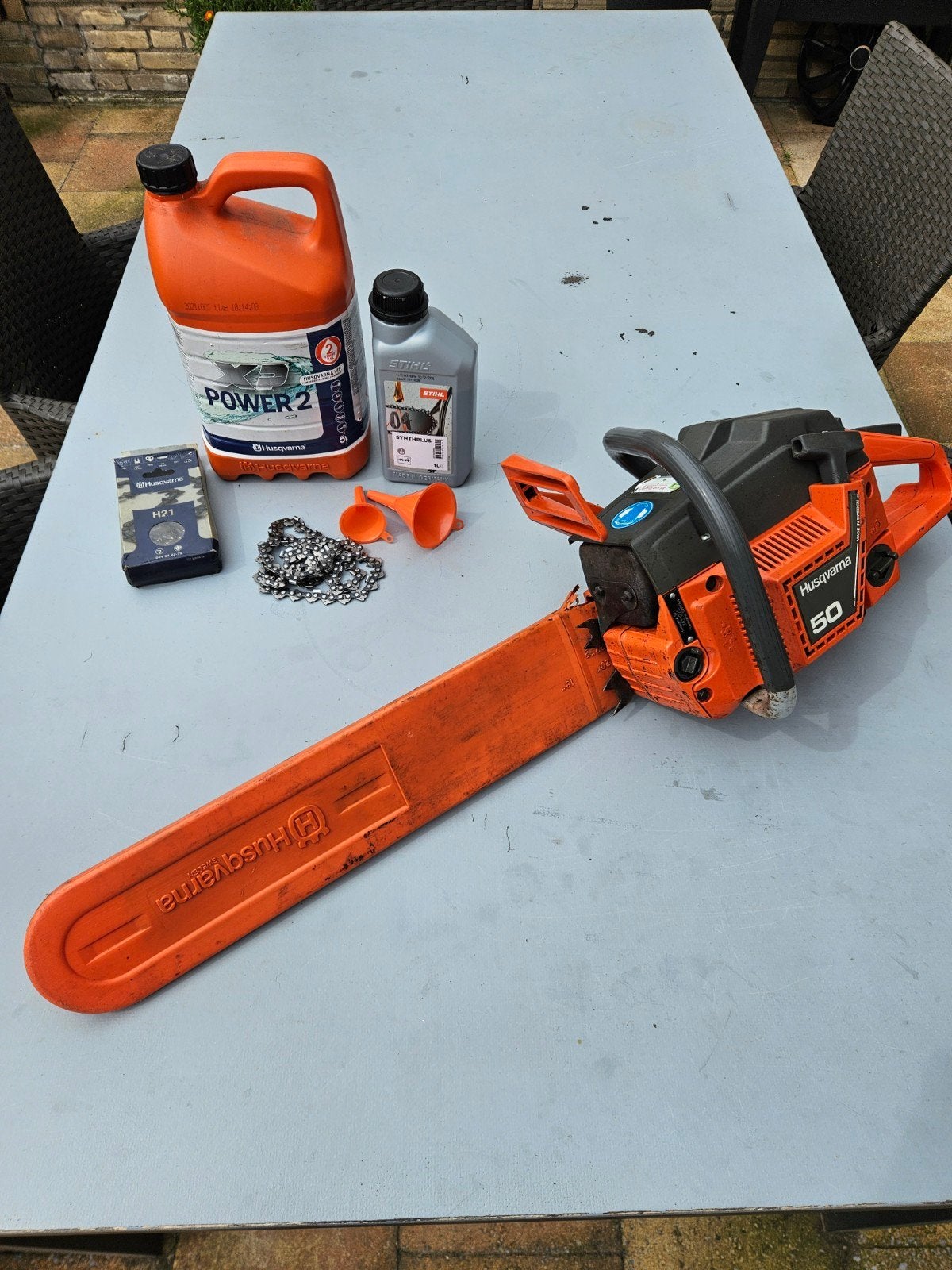 Husqvarna 50 Kettingzaag met toebehoren, Gebruikt, 70 mm of meer, Kettingzaag, Ophalen of Verzenden