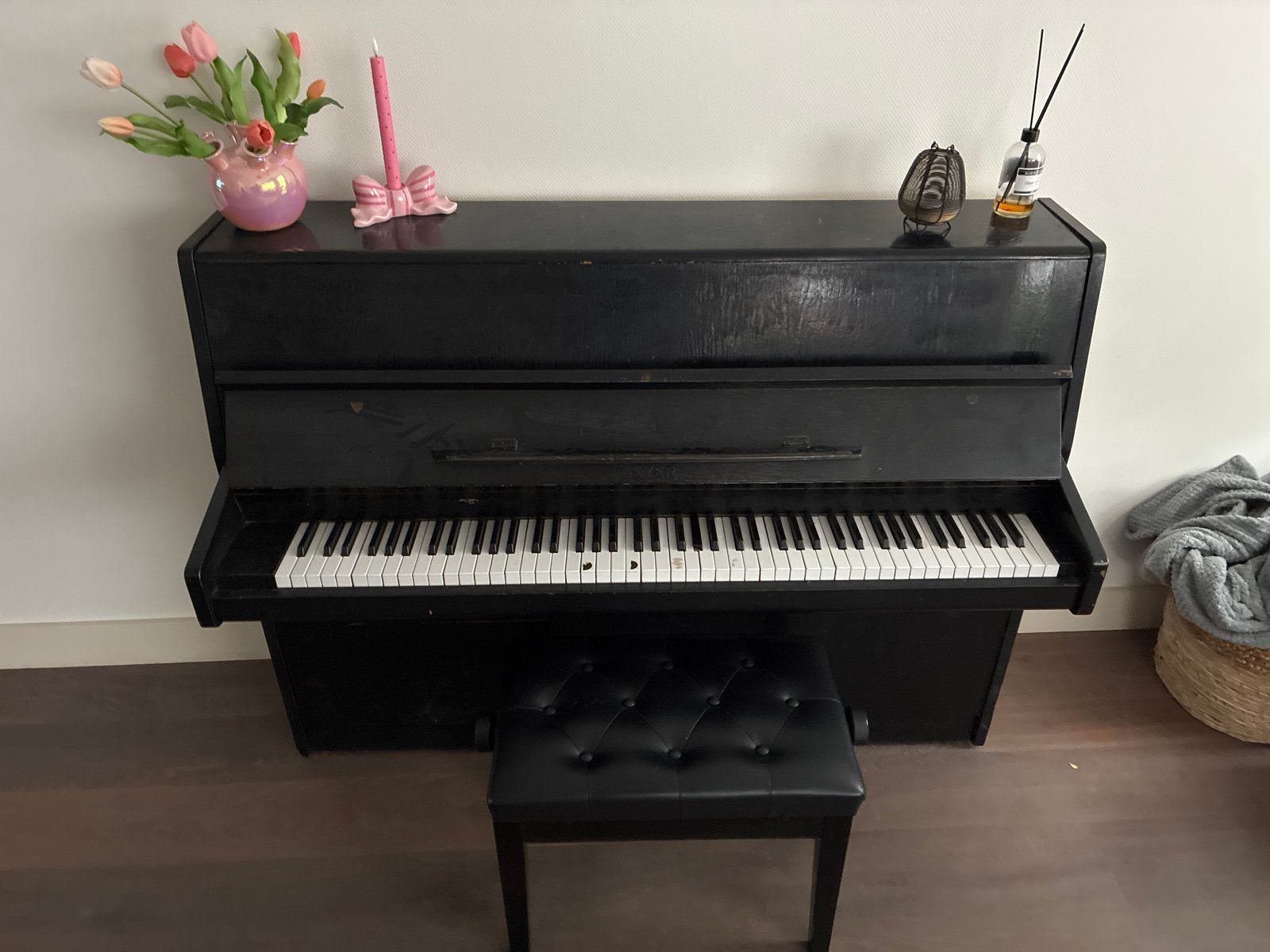 Zwarte piano met pianobankje - Gebruikt, Ophalen, Gebruikt, Zwart, Piano