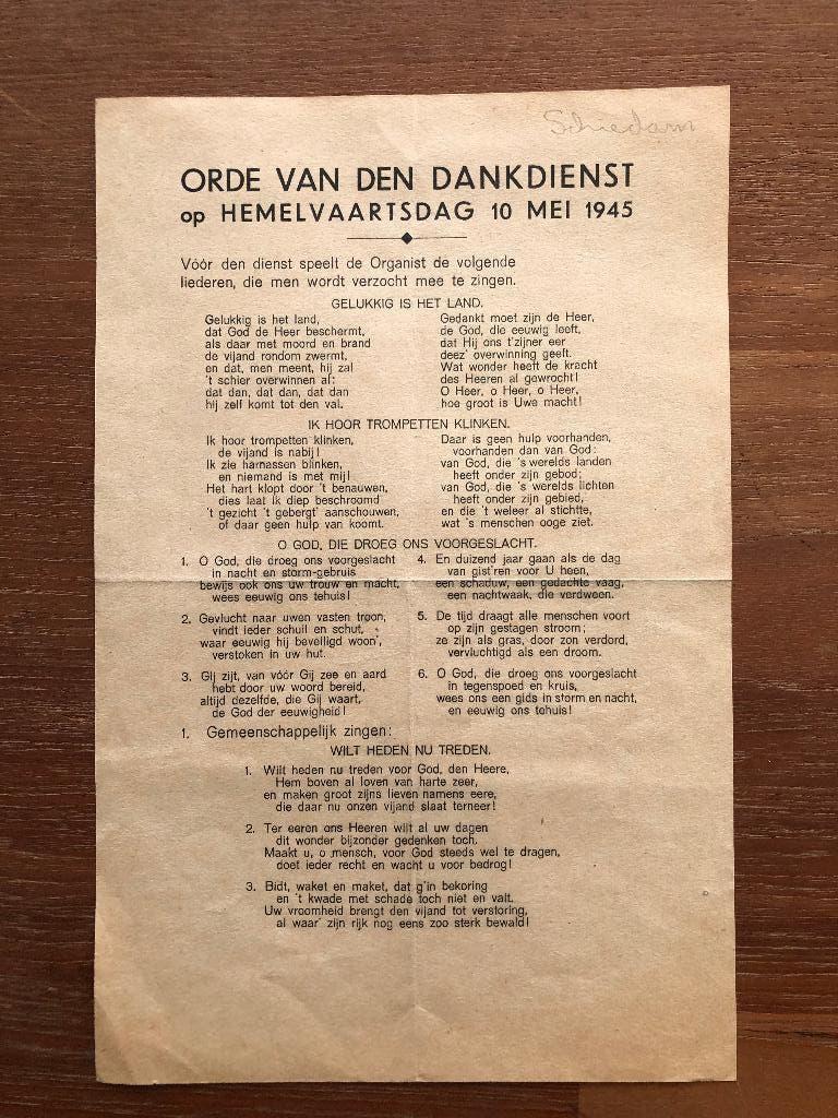 Bevrijding. Schiedam. 10 Mei Hemelvaartsdag. Orde van, Boeken, Oorlog en Militair, Verzenden, Overige onderwerpen, Tweede Wereldoorlog