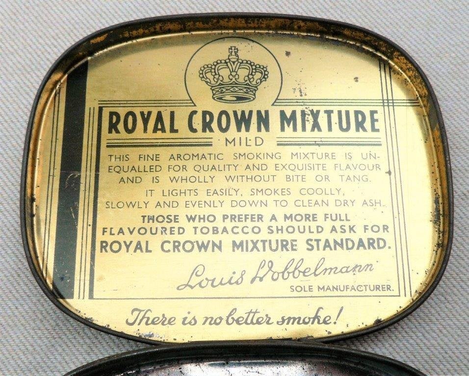 Blik leeg! Royal crown mixture tabac, Dobbelmann  Rotterdam, Ophalen of Verzenden, Gebruikt, Tabaksdoos of Verpakking