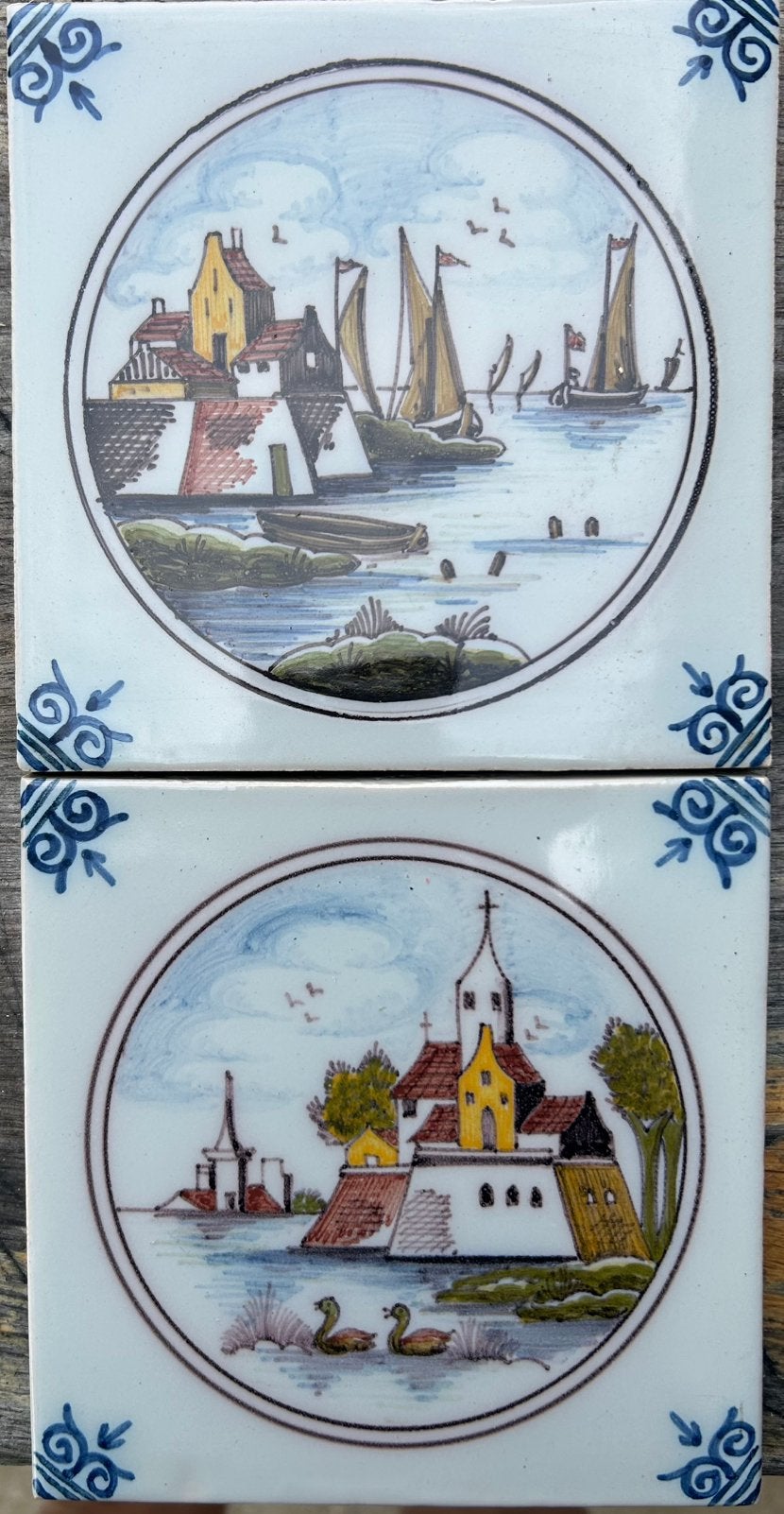 2authentieke landschaps afbeeldingen van  Tichelaar Makkum, Antiek en Kunst, Ophalen of Verzenden