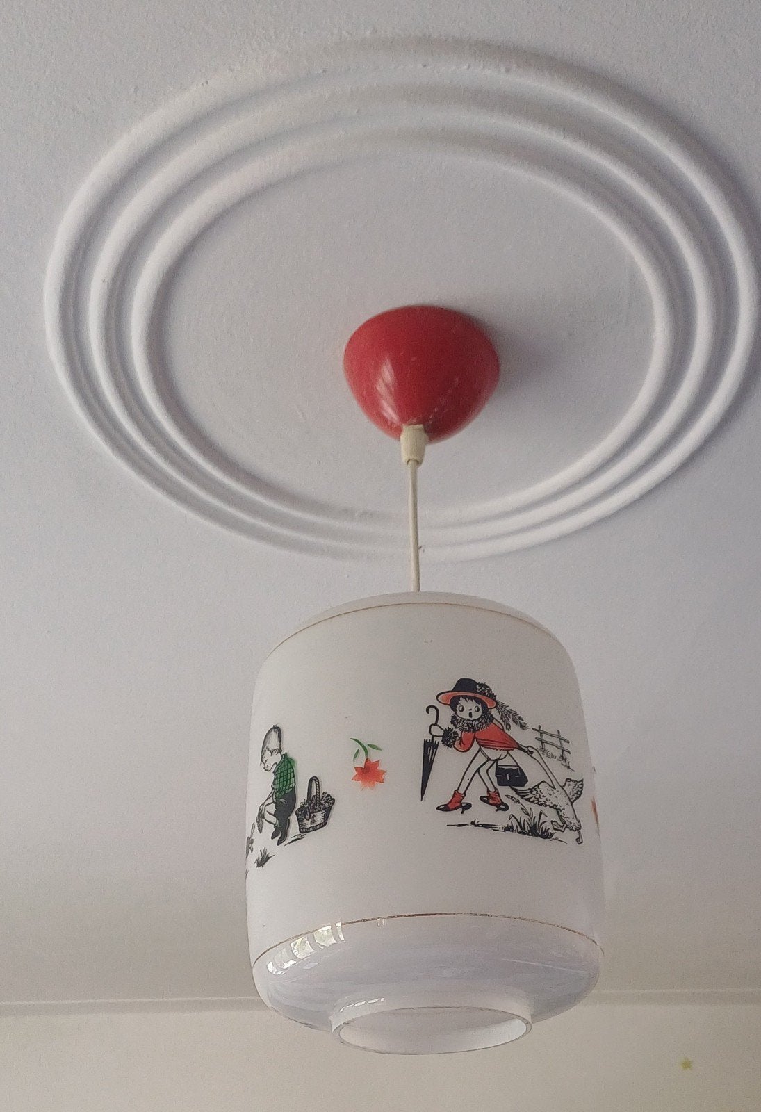 Glazen vintage lamp kinderkamer, Kinderen en Baby's, Ophalen, Lamp