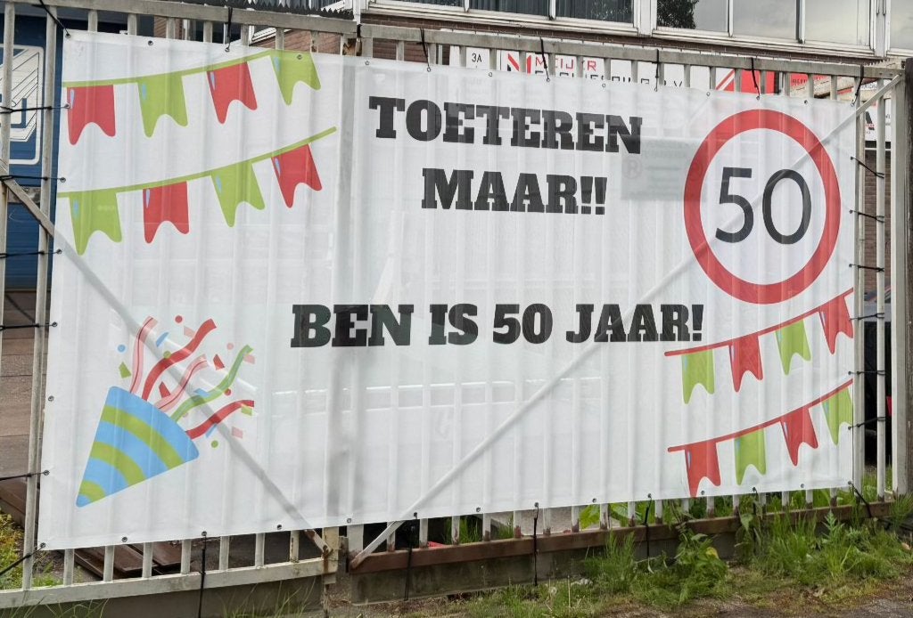 Abraham spandoek voor Ben - 50 jaar, Ophalen of Verzenden, Zo goed als nieuw, Versiering, Abraham of Sarah
