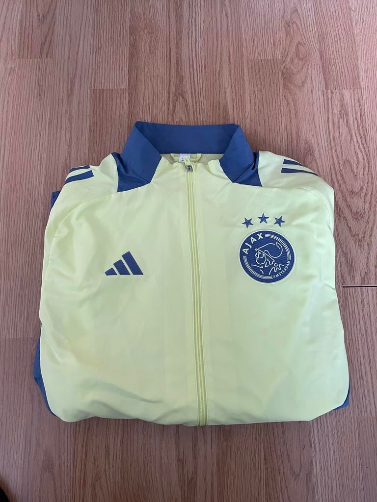 Ajax trainingsjack geel/blauw - Adidas maat L, Ophalen of Verzenden, Zo goed als nieuw, Geel, Voetbal