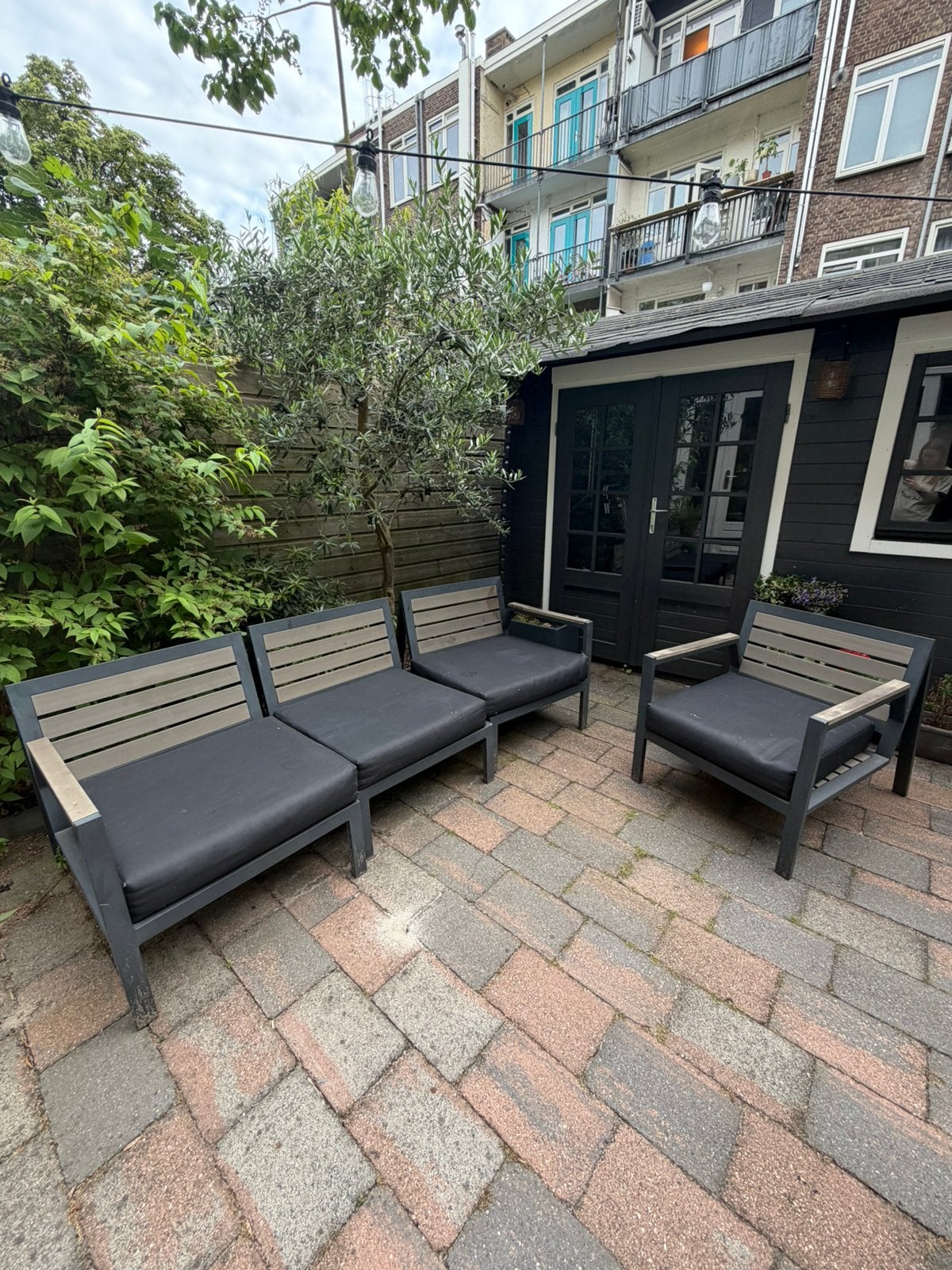 Black aluminium  Outdoor module chairs, Ophalen, 4 zitplaatsen, Aluminium, Zo goed als nieuw