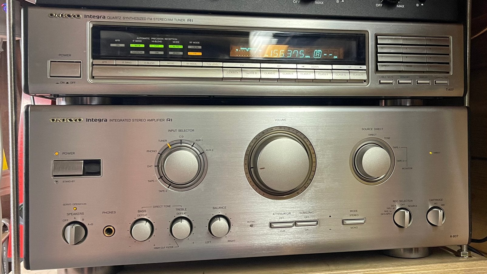 Onkyo A-807 Versterker & T-407 Tuner Integra Serie, Audio, Tv en Foto, Versterkers en Receivers, Ophalen, Gebruikt, 60 tot 120 watt