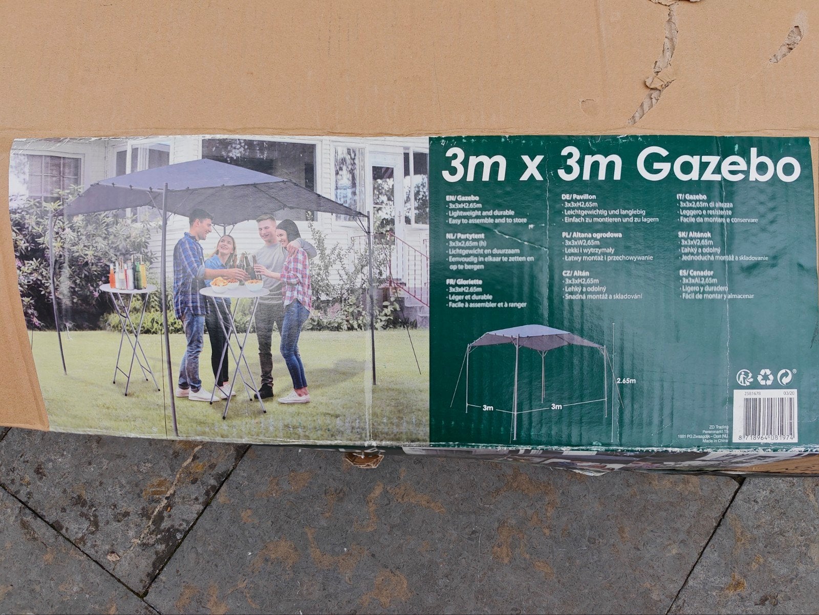 Luxe 3x3 meter partytent  van 2,65m Gazebo, Ophalen, Zo goed als nieuw, 1:50 of kleiner