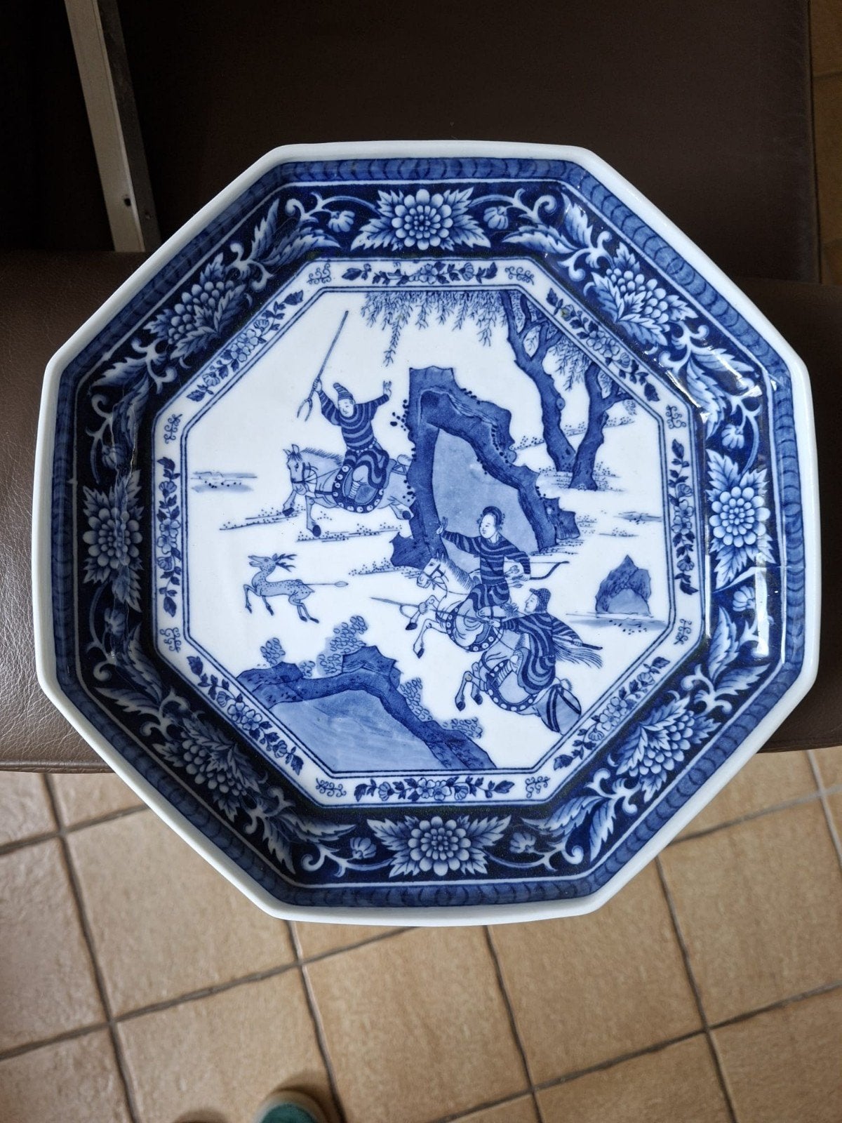 Antiek Chinees Porseleinen Octagonaal Bord, Ophalen